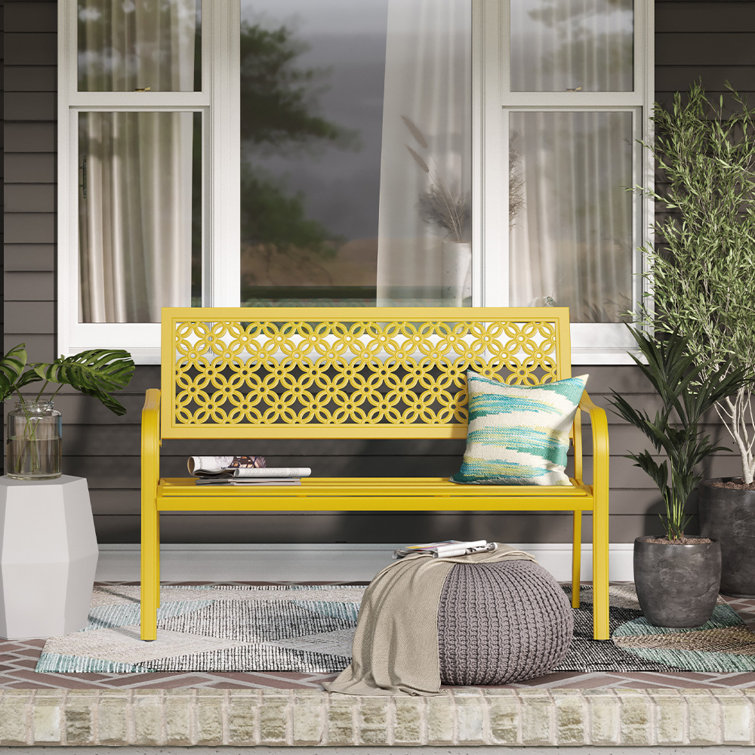 Yellow metal outdoor online bench